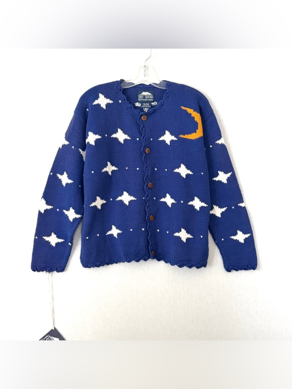 Rare Rey Wear Vintage Hand-Knitted Moon and Stars Cardigan